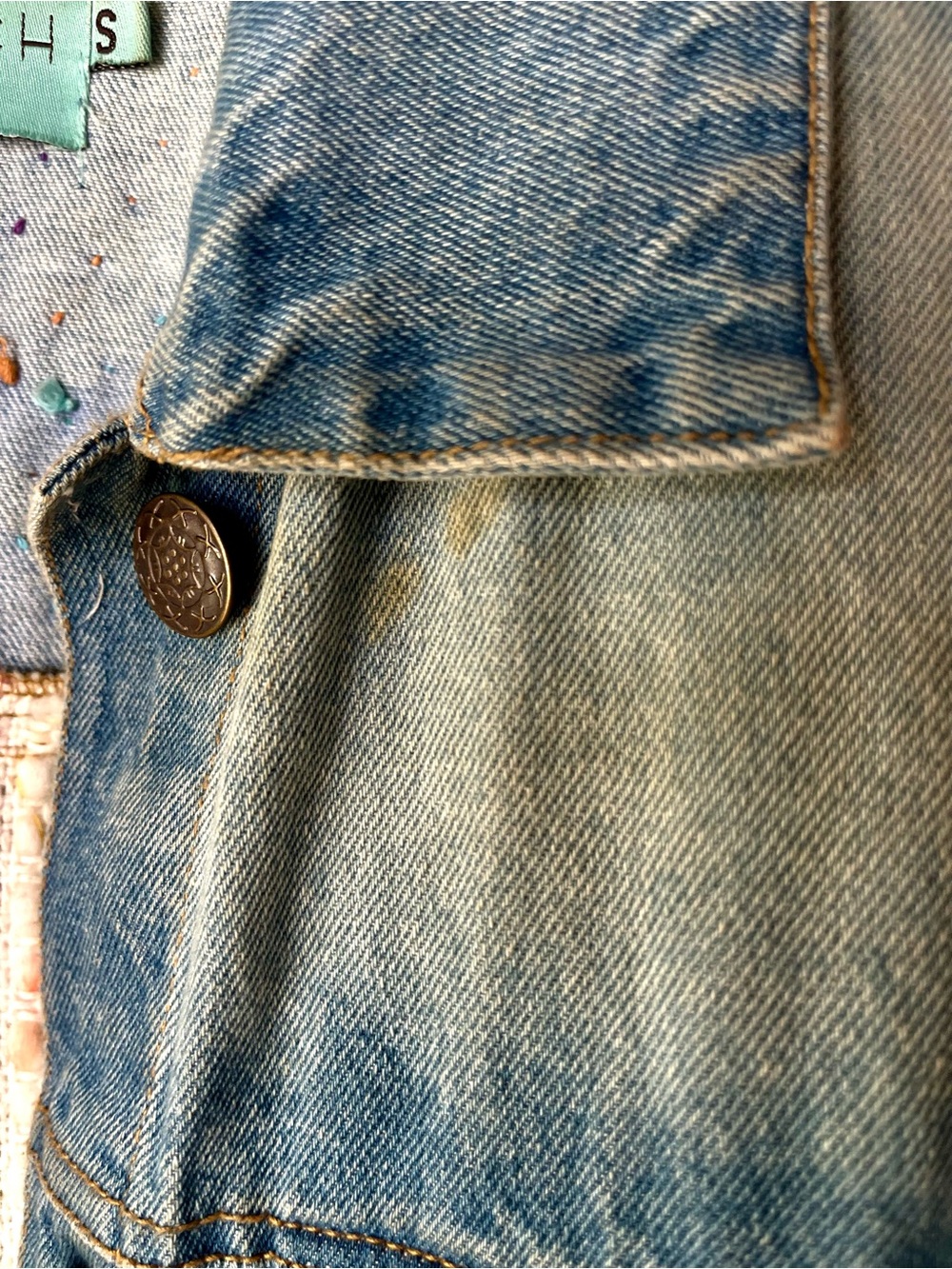 Judith March Woven Pastel Sunburst Denim Jacket Size Small 🌈 - Picture 11 of 11